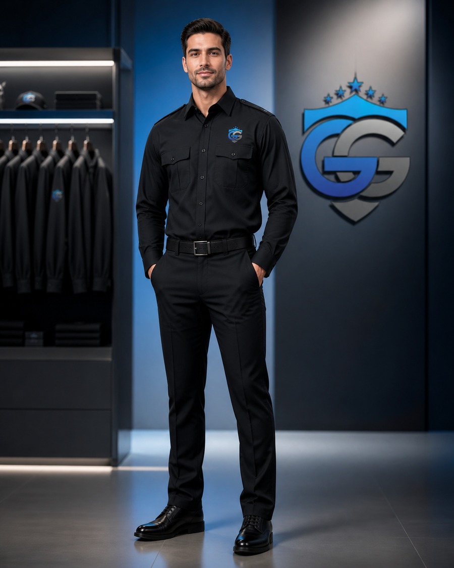 Guard Gizmo security uniform modeled by a security professional